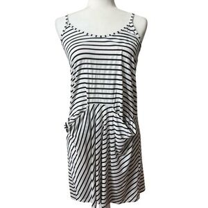 Topshop Striped Sleeveless Mini Dress Beach Cover Up Womens 4/6 Black White